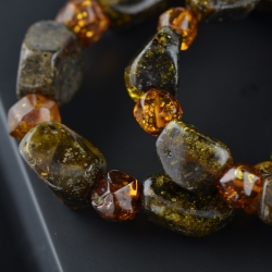 Baltic amber bracelet - green cognac color